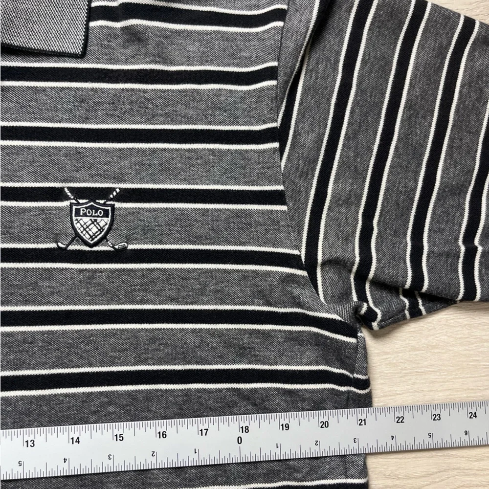 Polo Golf Ralph Lauren polo shirt short sleeve black, white & gray XL preppy